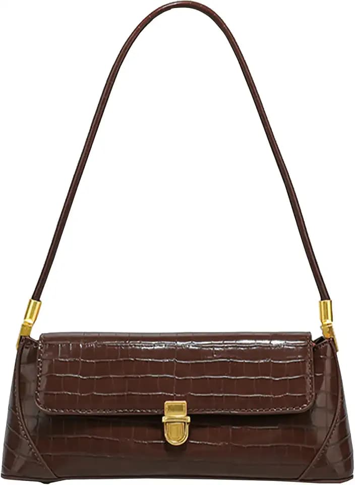 Farcauo Vintage Shoulder Bags Small Purses for Women Brown Pu Leather Handbags Mini y2k Bag Shoulder Purse With Zipper