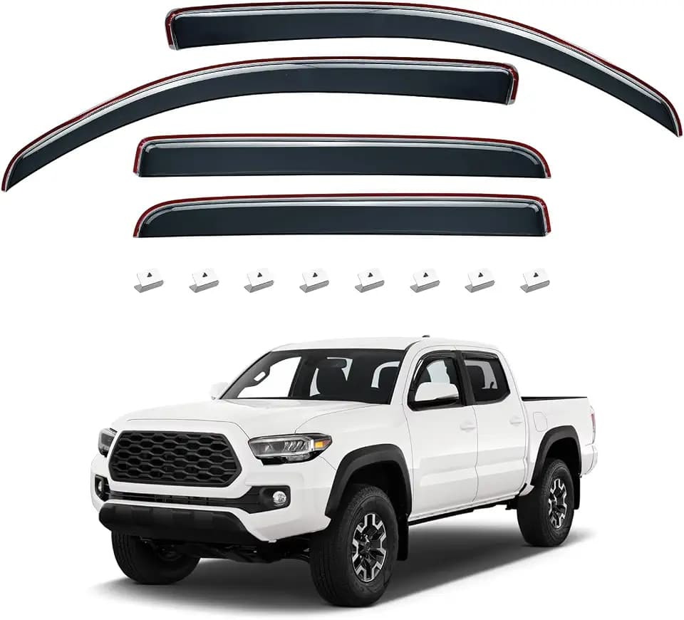 JOYTUTUS in-Channel Rain Guards Compatible with 2016-2023 Tacoma Double Cab