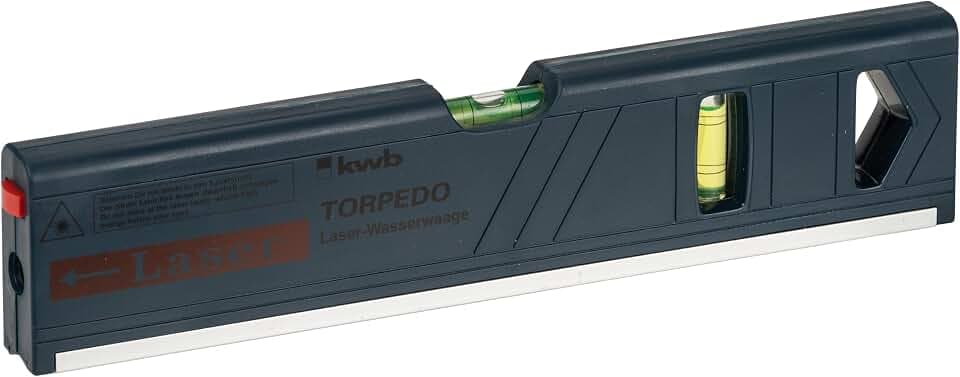 kwb Torpedo Laser-Wasserwaage 270 mm mit Vertikal- und Horizontallibelle, magnetische Auflage