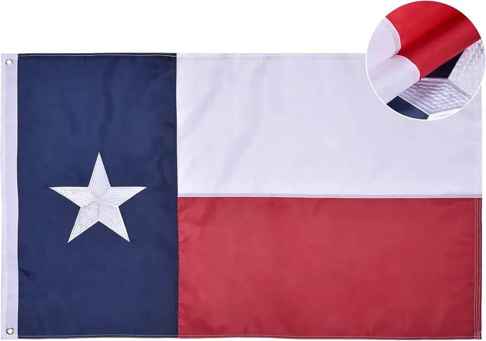 6x10 Texas Outdoor Flag Heavy Duty Embroidered Star Brass Grommets