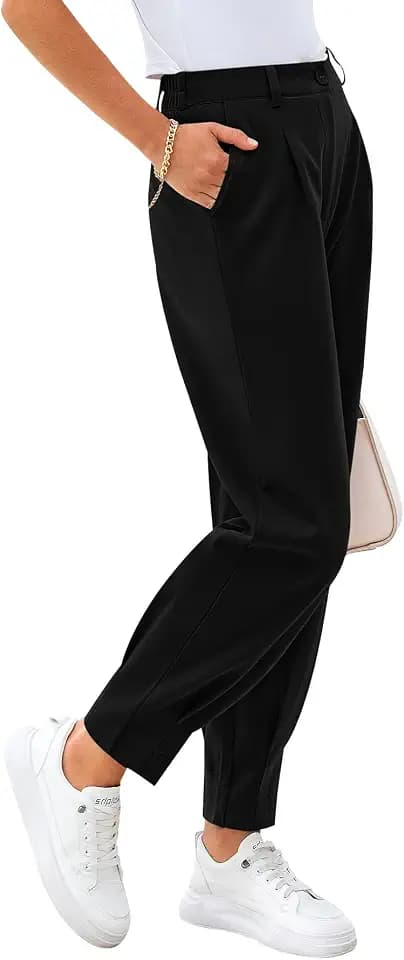 CFLONGE Womens Ankle Work Pants Trousers Casual Slacks