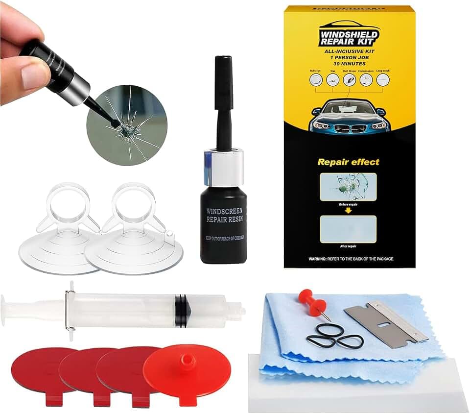 Plextone DIY-Windschutzscheiben-Reparatur-Set für Risse/Schäden an der Windschutzscheibe (S283-2)