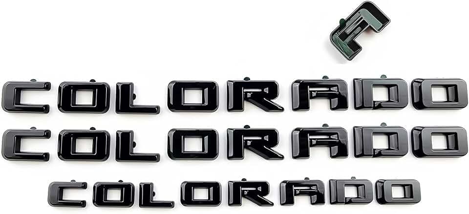 Overlay Door Rear Emblems Letters 3D Badge Nameplate Replacement for 2023+ Colorado 3PCS (Gloss Black)