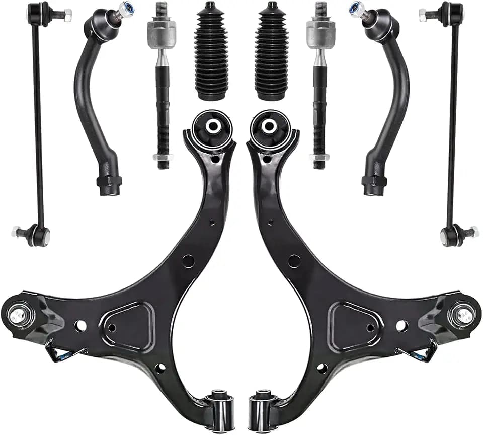10 PCS Suspension Kit Control Arm and Ball Joints Kit Sway Bar Link Outer Inner Tie Rod Boot Bellows Compatible With 2007-2012 Hyundai Santa Fe 2011-2013 Kia Sorento