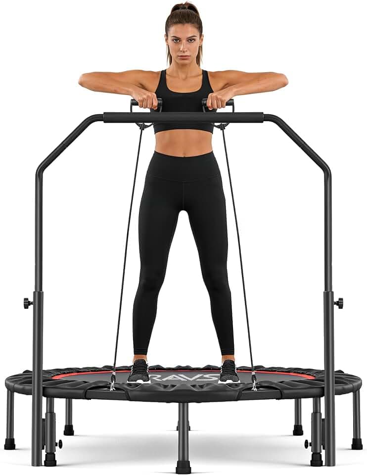 RAVS 40"/48" Foldable Mini Trampoline with Adjustable Handle for Adults