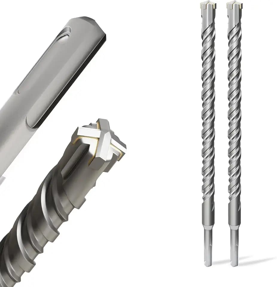 2PCS SDS Plus Rotary Hammer Drill Bits, 2pcs (3/4"*12"-19mm*310mm) - 4 Carbide Cutting Edges, Ideal for Masonry| Heavy-Duty Masonry |Hammer Drill Bits for Precision Drilling