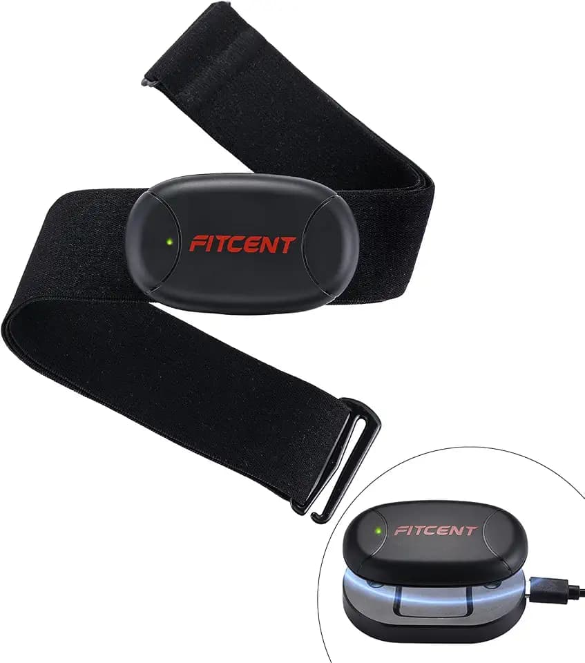 Fitcent Herzfrequenz-Sensor mit 5,3 kHz/Bluetooth und Ant+, Herzfrequenzmesser mit Kalorienüberwachung und Speicher für Radfahren, Laufen, Fitness