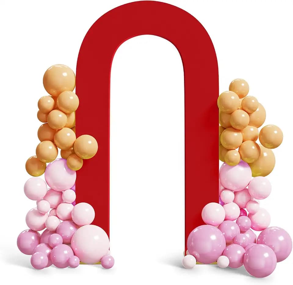 Peomeise 7.2FT Spandex Open Arch Backdrop Cover Red