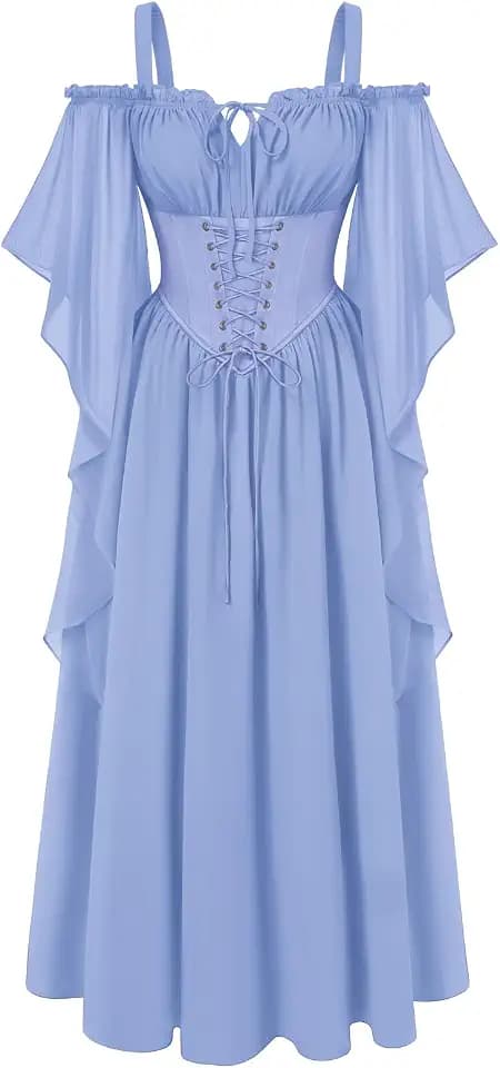 Scarlet Darkness Women's Corset Waist Renaissance Fairycore Costume Dress