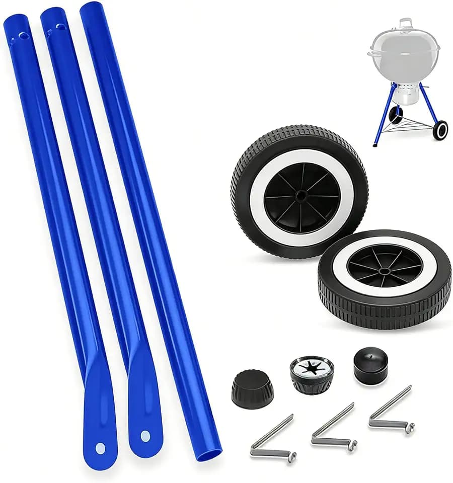 Blue Front Leg Kit With 6" Wheels, Parts for Weber 18/22" Kettle Grill