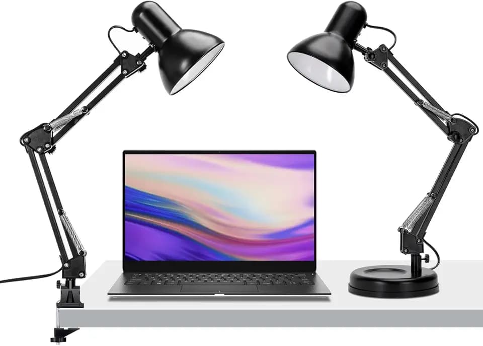 Aigostar Schreibtischlampe E27, 2 in 1 Standbare und Klemmbare Tischlampe, Leselampe mit Gelenk-Arm aus Metall, Nachttischleuchte Retro für Schlafzimmer, Wohnzimmer, Büro - Schwarz