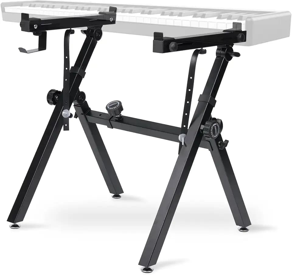 Halostand Universal Keyboard Stand, Z-style Heavy-Duty Piano Stand, Adjustable and Portable Piano Keyboard Stand for 61 and 88 Keys, Piano Stand for 88 Keyboard, Rolling Keyboard Stand