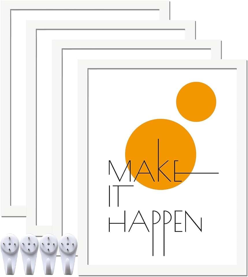 8.5x11 Picture Frame Set of 4, White Gallery Wall Frames