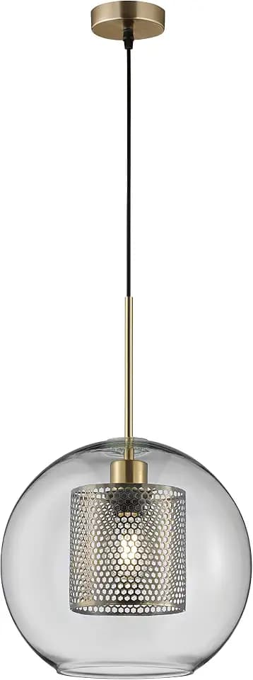 Fischer & Honsel Pendelleuchte, Jura | messingfarben matt| Glas klar| D: 30,00 cm | Ausladung Decke: 140,00 cm| 1x E27 max. 40 Watt | 60785