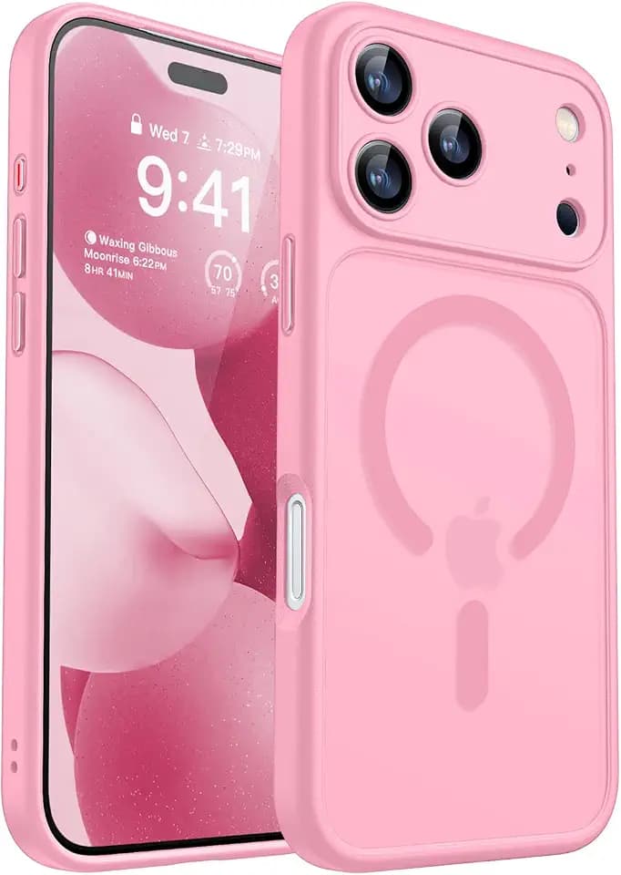 CANSHN Magnetic Shockproof for iPhone 17 Pro Max Case, Pink