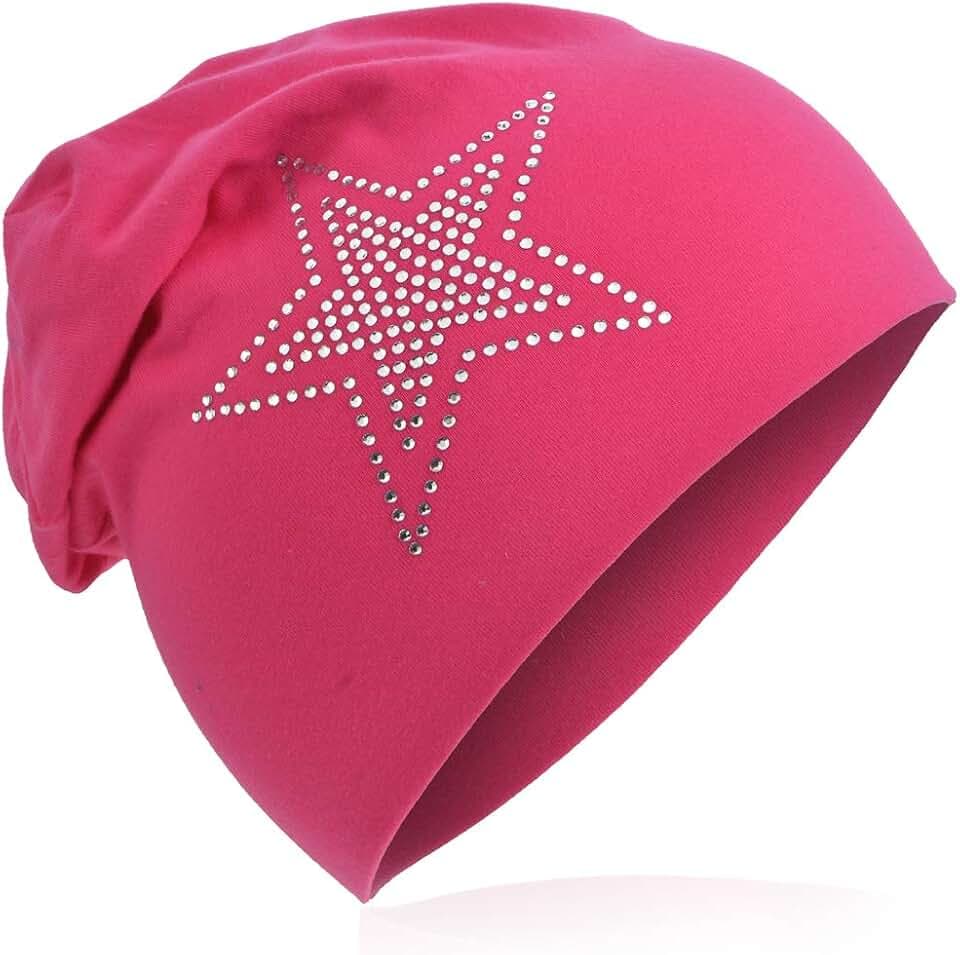 Kinder Slouch Beanie Mütze,Baumwolle,Strass Stern