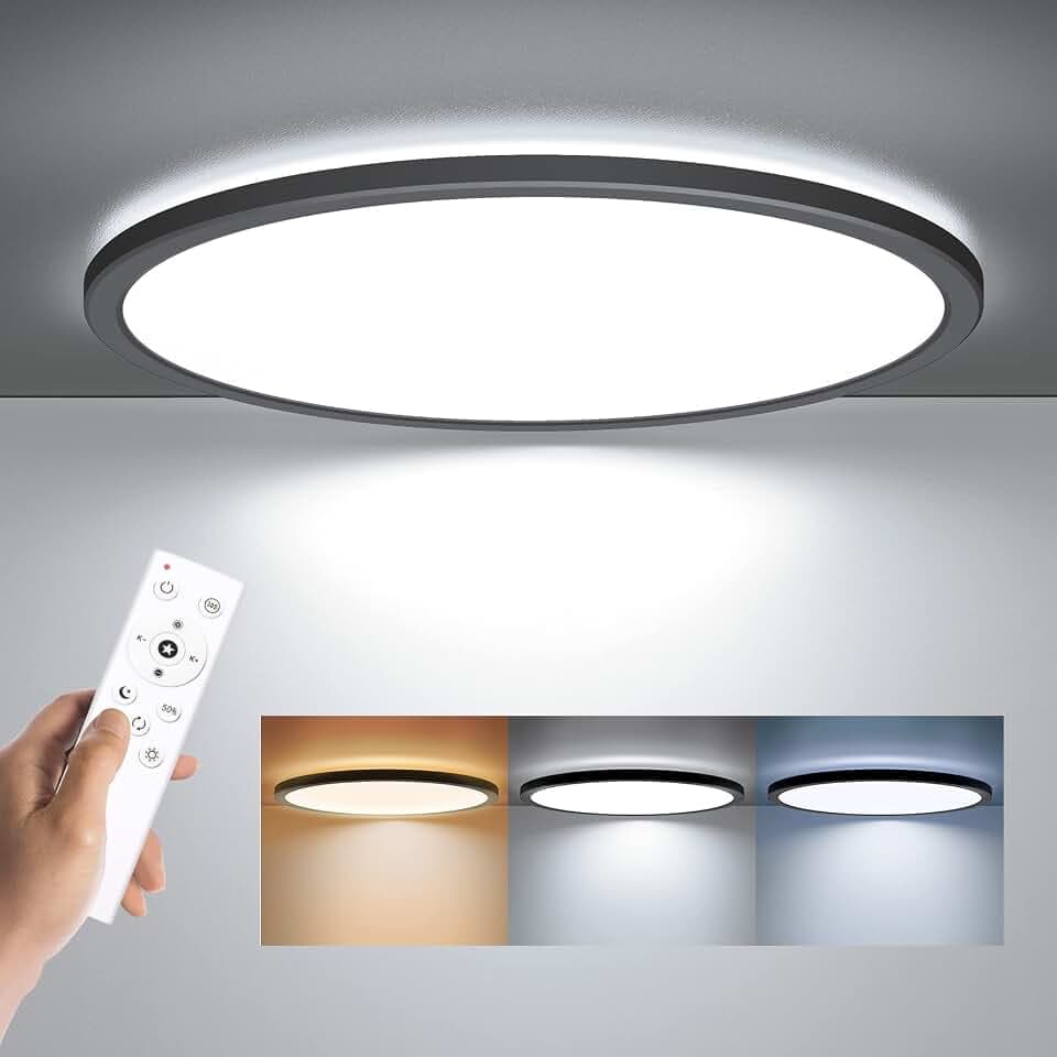 BLNAN LED Flush Mount Ceiling Light Fixture with Remote Control, 15.4 Inch 3000K-6500K Dimmable Round Low Profile Ceiling Lamp for Living Room Bedroom Kitchen