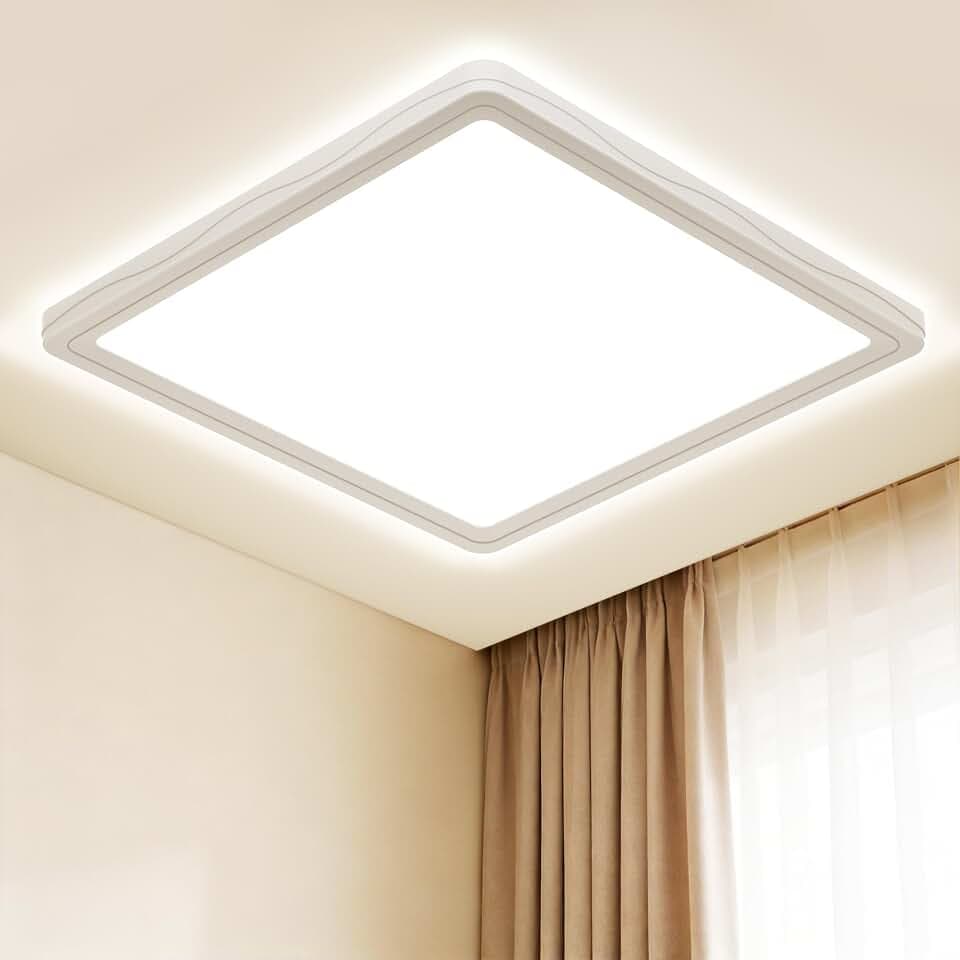 LED Deckenleuchte, Deckenlampe Quadrat, LED Lampe Seitlich Abstrahlend, Badlampe Decke IP44 Wasserfest, 18W Ultra dünn Küchenlampe Decke, 1600LM 22cm Deckenleuchten für Flur/Balkon/Wohnzimmer-4000K