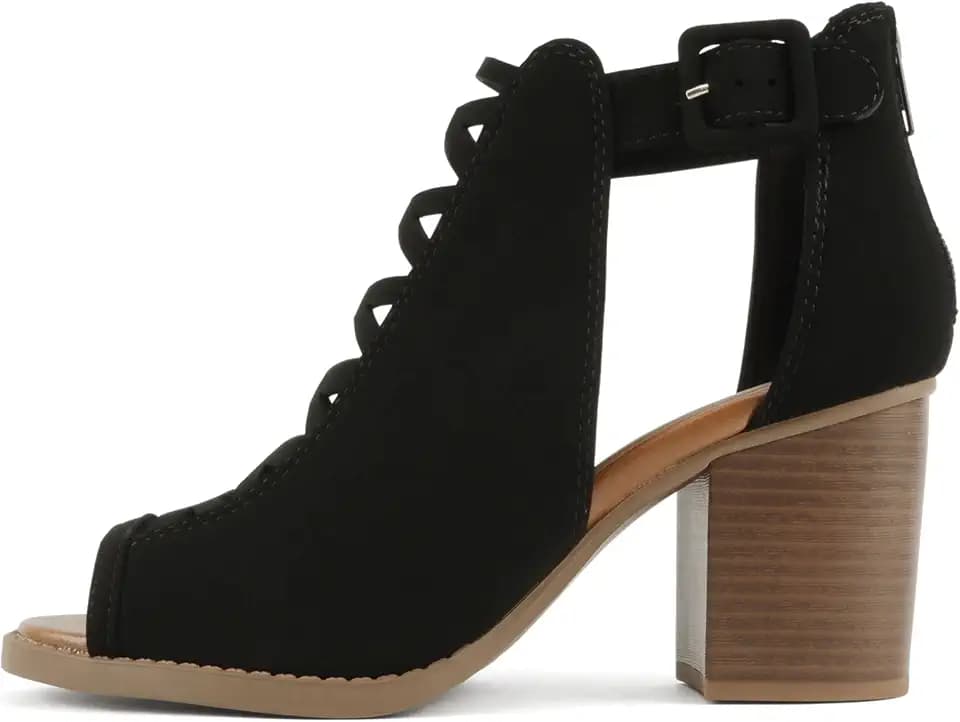 Soda Aran ~ Women Open Toe Crisscross Straps Back Zipper High Heel Fashion Sandal with Adjustable Ankle Strap