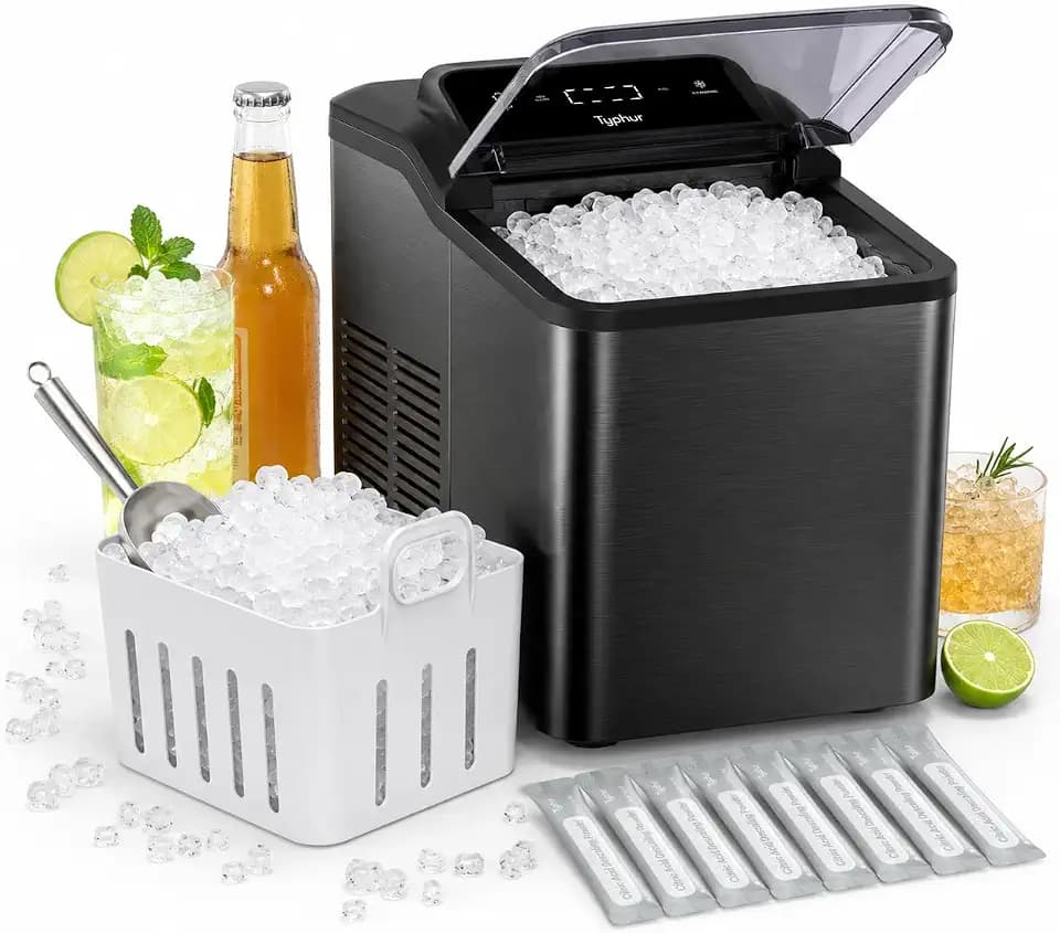 Typhur Nugget Ice Maker Countertop, Self-Cleaning Pump, Onyx Black