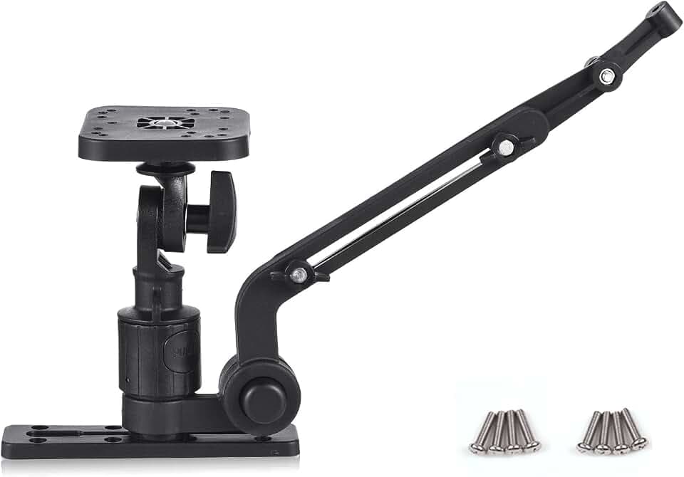 Lixada Universal Kayak Fish Finder Mount, Boat Transducer Mounting Arm with Telescoping 360° Swivel, Portable Fish Finder Mount Base Adapter for Marine Electronics
