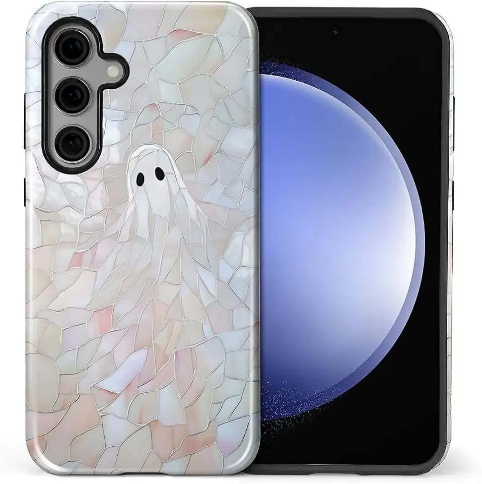 for Samsung Galaxy S23 FE Case for Women Girl Men Boy, Shockproof Soft Silicone & Hard PC Shell Protective Case for Samsung Galaxy S23 FE - Halloween Cute Ghost Spooky
