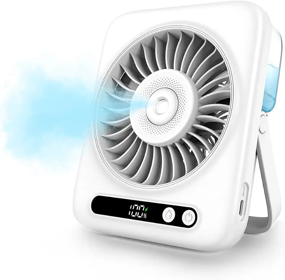 Kssvzz Mini Tischventilator mit Wasserkühlung & LED-Anzeige (6000mAh)