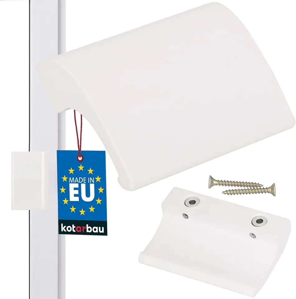KOTARBAU Balkontürgriff Weiss 9016 Terrassentürgriff DE Luxe Sicher Raucher Türoptik Schließen Griffmuschel Universal Ziehgriff Aluminium Balkongriff