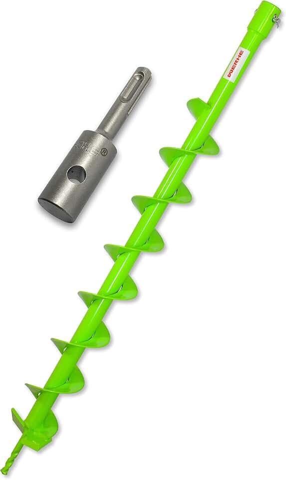 WERHE Erdbohrer 80 mm mit SDS Plus Adapter, 80 cm lang, für Baumpflanzung