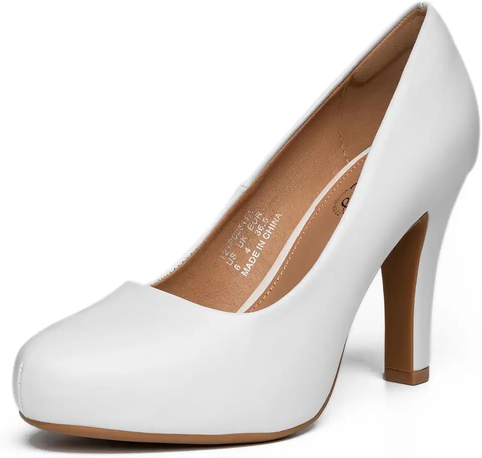 Trary High Heels, Black Heels White Heels Brown Heels Nude Heels Platform Heels, 3.2IN High Heel Closed Round Toe Pumps Dress Office Wedding Shoes for Women