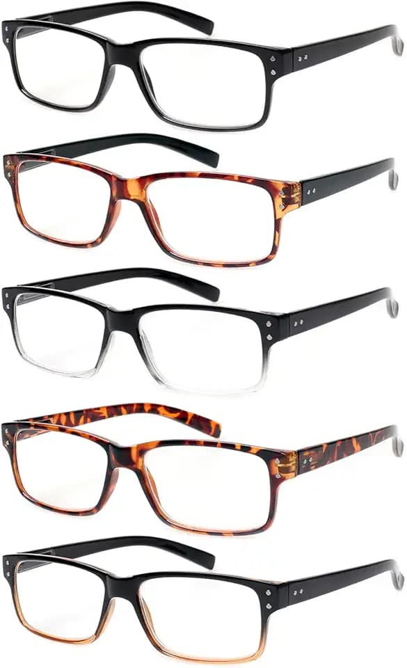 NORPERWIS Reading Glasses 5 Pairs Quality Readers Spring Hinge Glasses for Reading for Men and Women (5 Pack Mix Color, 2.00)