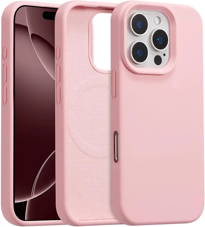 Magnetic Silicone Case for iPhone 16 Pro Max,Pink