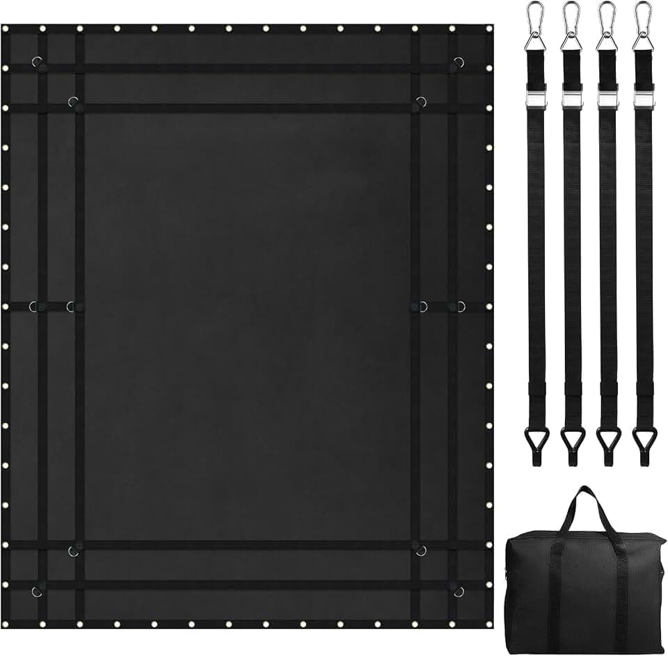VEVOR Frachtnetz, 305 x 267 mm, LKW-Ladeflächennetz, 4 verstellbare Gurte mit Karabinern und gummibeschichteten Haken, Transportnetz, Gepäcknetz geeignet für Pickup, Jeep, LKW, SUV, Boot (schwarz)