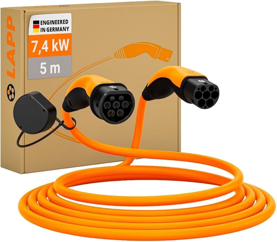 Lapp Mobility Helix Typ 2 Ladekabel 7,4 kW/Selbstaufrollend / 32 A / 1-Phasig/E-Auto Ladekabel/Mode 3 / 5m