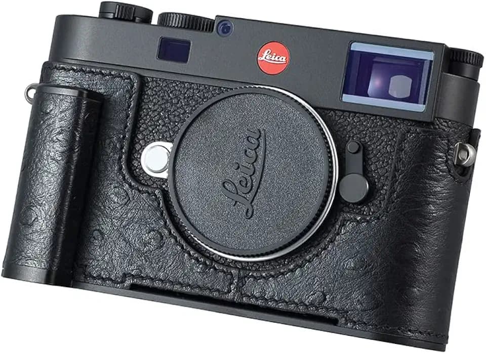 Camera Half Case for Leica M11/M11-P/M EV1, Vintage Metal Genuine Leather Camera Protective Cases Stylish Portable Shockproof (BlackB)