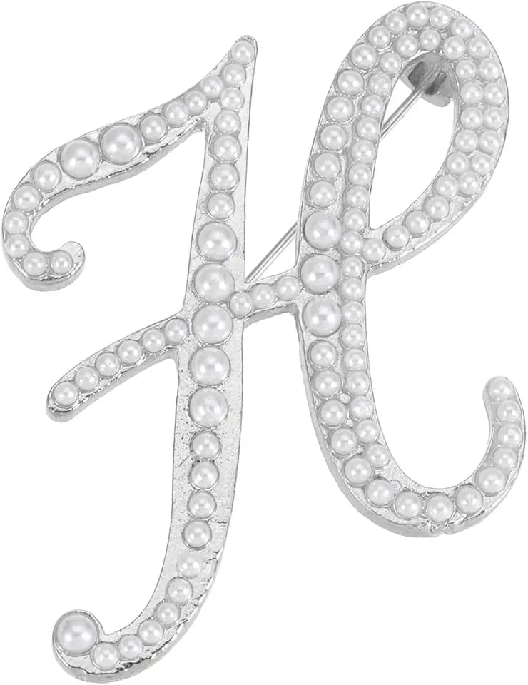 PATIKIL Letter Brooch Pins, Pearl Initial Alphabet Letter Lapel Badges Pin for Women Men Girl Wife Suits Clothes Dress Bouquet Coat Hat Bag Craft