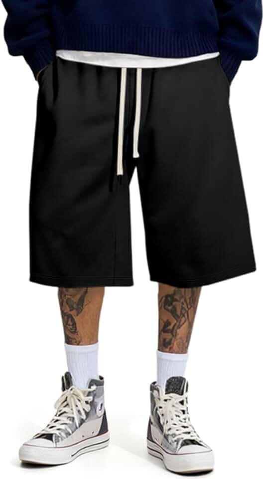 JMIERR Men's Baggy Sweat Shorts Below Knee Drawstring