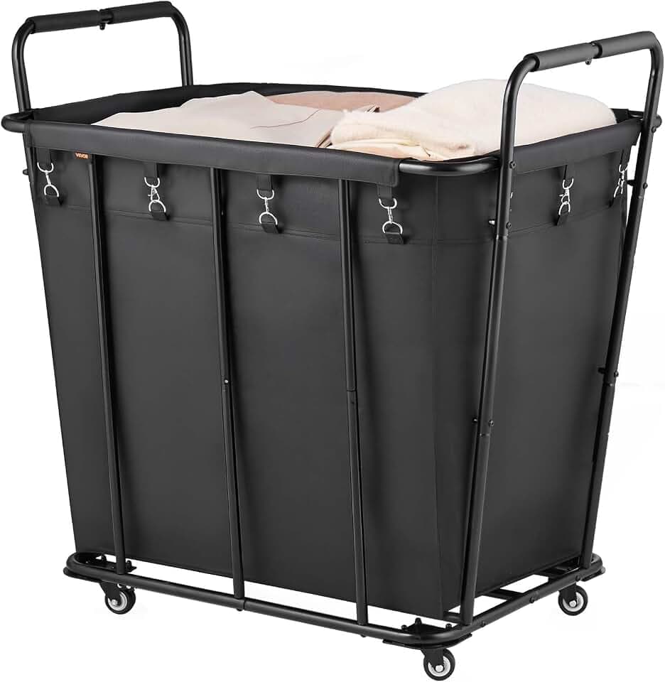 VEVOR Wäschewagen Wäschesammler 300 L mit 117,9 Tragkraft & Schwenkrädern & wasserfestem Wäschesack, Wäschesortierwagen rollbar für Wäsche Einkaufen Gepäck, Wäschesortierer Wäschekorb