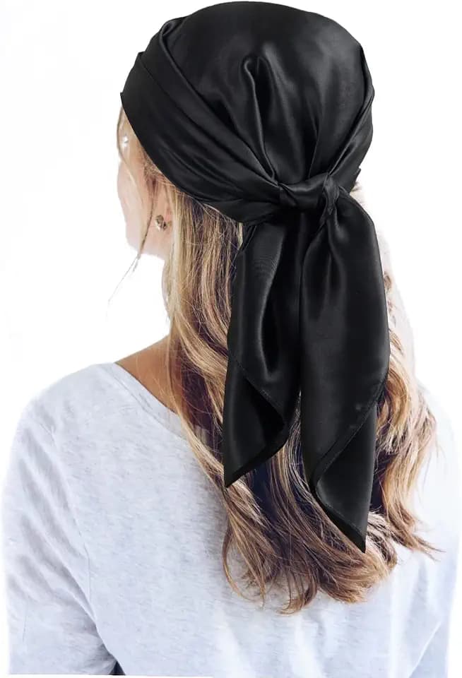 QBSM 35'' Satin Seidentuch – Großes Quadratisches Kopftuch für Frauen, Seidenschal für Haar, Schlaf & Hals (90x90cm)