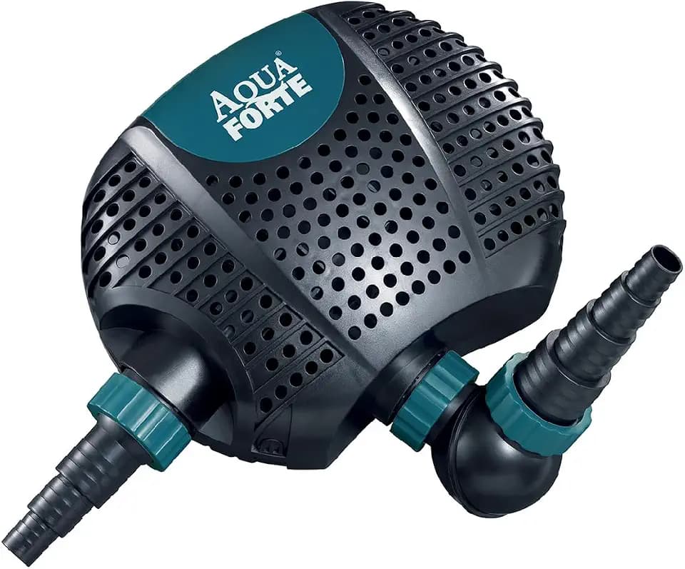 AquaForte - O-5000 Plus Teichpumpe 40W, 5m³/h Förderhöhe 3,5m, Schwarz | Kabellänge 10m, Geeignet für Wasserläufe, Wasserfälle und Filter