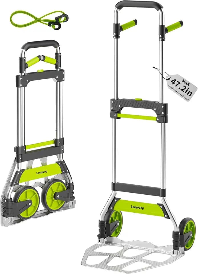 Leeyoung Folding Hand Truck and Dolly,309 lb Capacity Aluminum Portable Cart with Telescoping Handle and PP+EVA Wheels