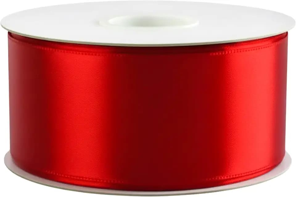 3" X50Yards (150Feet) Double Faced Satin Ribbon, 34 Colors Available, for Crafts, Home Decorations, Gift Box Packing, Wedding Decorations, Florist Bouquet, Christmas (Red)
