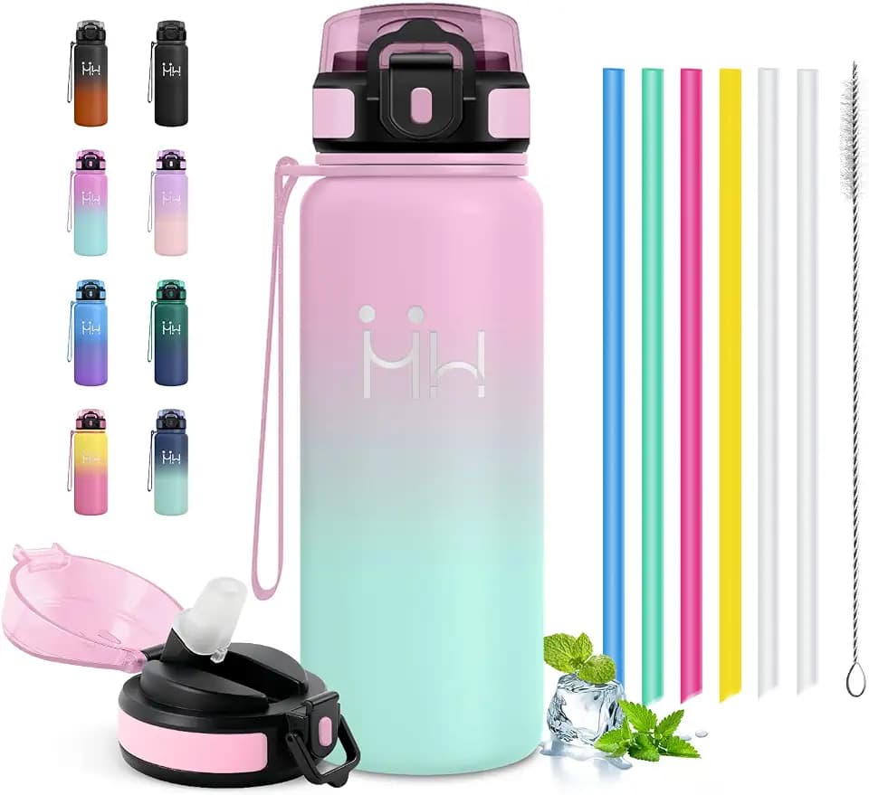 Isolierflasche 750ml, Thermosflasche Kohlensäure Geeignet, Auslaufsicher Wasserflasche mit Strohhalm, BPA-Frei, für Wasser, Reisen