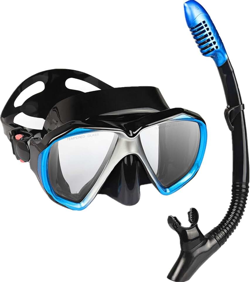 Taucherbrille für Erwachsene mit Anti-Nebel Schnorchelmaske, Schwimmmaske gehärtetem Glas und Nasenabdeckung zum Schnorcheln und Schwimmen