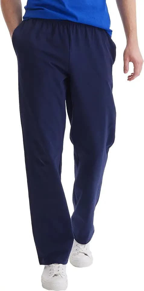Hanes Men's Sweatpants Pack - 3-Pack - Essentials Midweight Cotton Jersey Lounge Pants - Open Bottom - Pockets - 32"