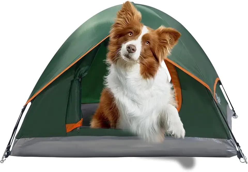ASFANES Outdoor Waterproof Pet Camping Tent, Cave Bed for Indoor Cats and Small Dogs, Portable Cat House Dog House, 39.3x39.3x23.6'', Green, L.
