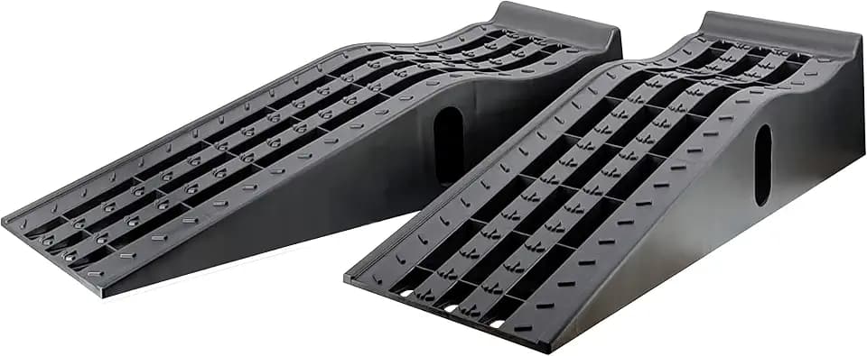 MaxxHaul 50515 6.25" Lift Car Ramps, 2-Pack – 6, 500lb GVW, Deep Grooved Surface for Stable Tire Placement, Heavy-Duty, Black