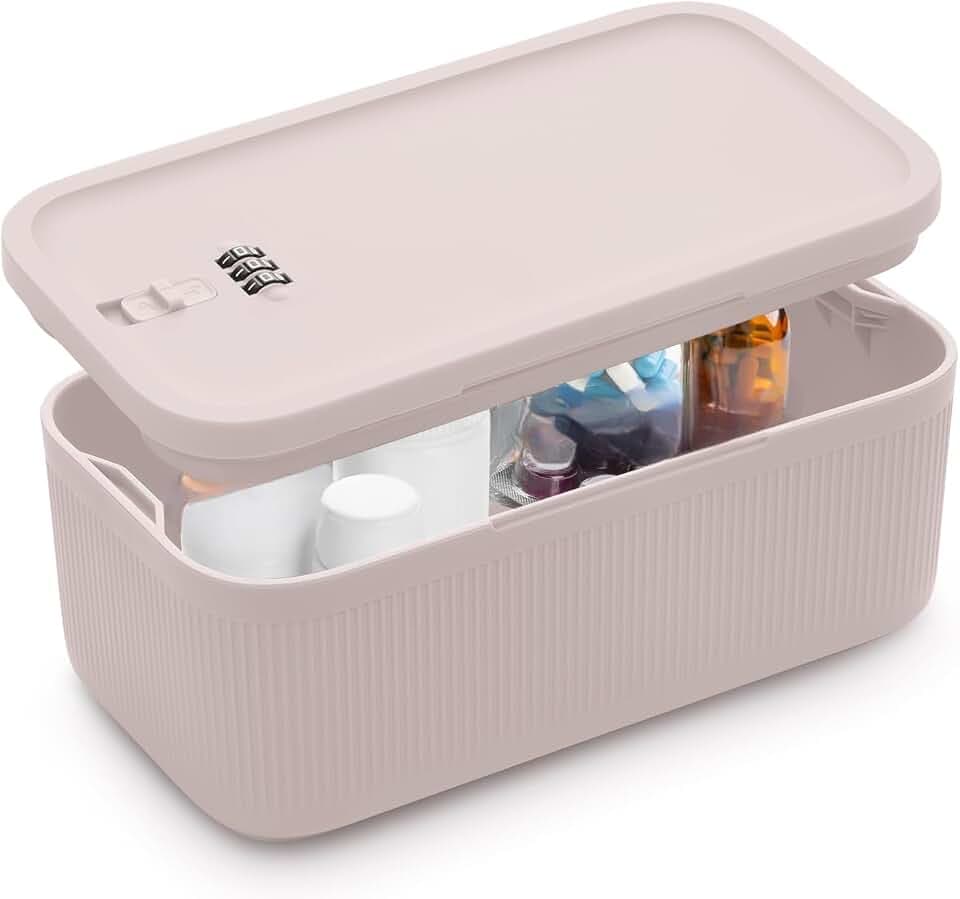Sightday Abschließbare Aufbewahrungsbox, Medizin-Aufbewahrungsbox, Kühlschrankschloss Box für Küche/Zuhause/Schule/Kühlschrank/persönlich/Reisen/Büro/Handy (Beige)