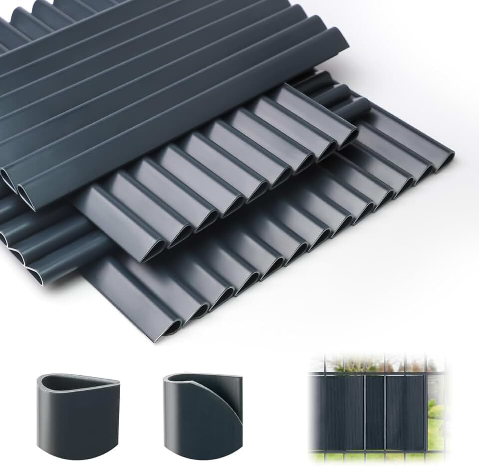 40 Stück Klemmschienen für Sichtschutzstreifen, Befestigungsclips, Garten Klemmstreifen zur Befestigung, Robust PVC Sichtschutzstreifen Doppelstabmatten für Gartentor Balkon Fences Film(Grau)