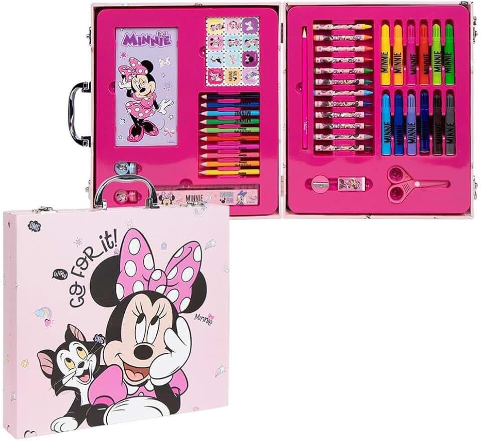 CERDÁ LIFE'S LITTLE MOMENTS Schreibwaren-Set inspiriert von Minnie - Rosa - 30 X 27 X 4 cm - Inklusive Mappe mit allem, was Sie zum Ausmalen brauchen - Originalprodukt in Spanien entworfen